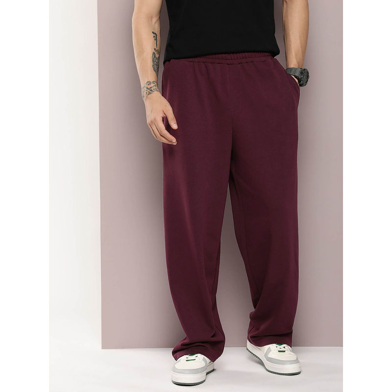DILLINGER Wine Light Weight Baggy Knitted Korean Trackpants (XL)