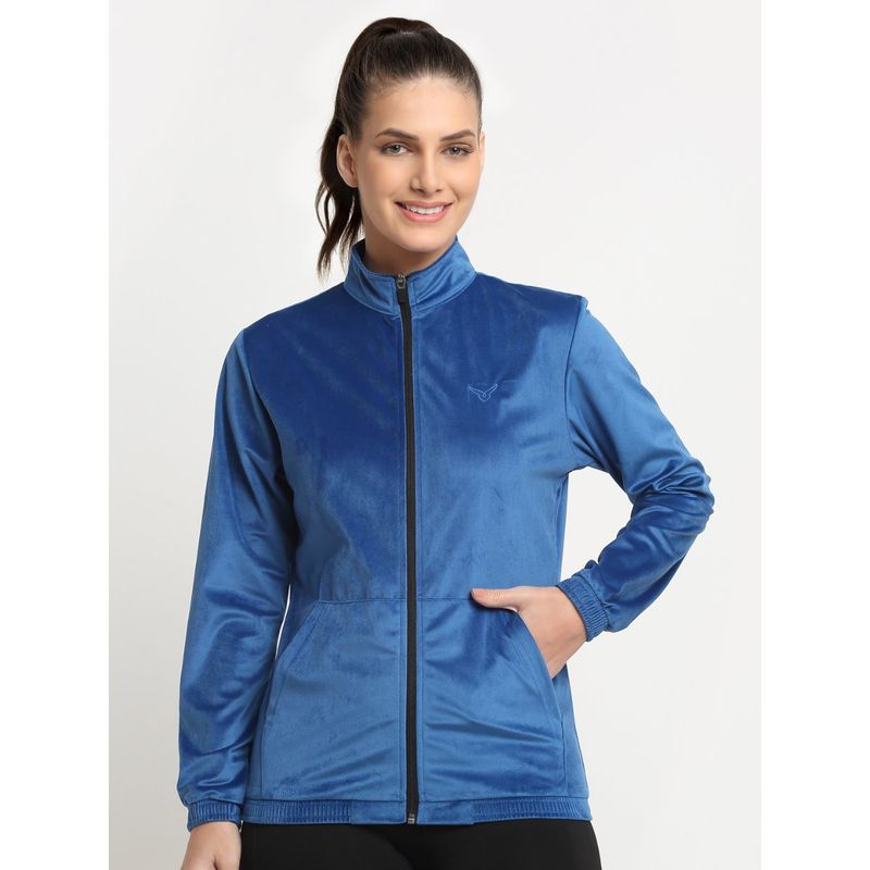 INVINCIBLE Royal Blue Womens Velour Full Zip Jacket (S)