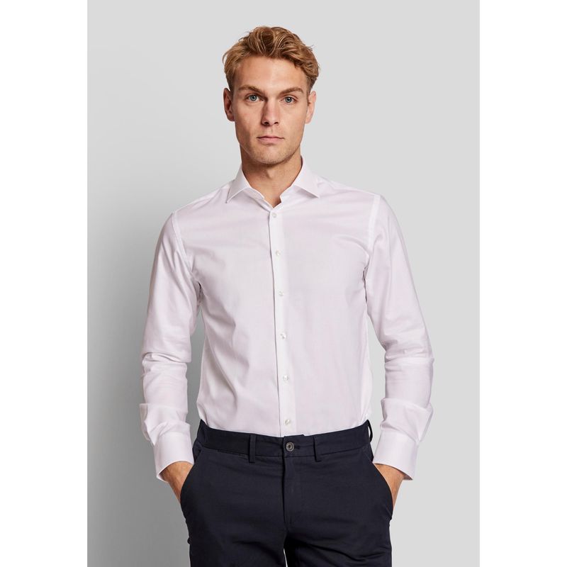 Bruun & Stengade Men White Solid Cutaway Collar Full Sleeves Shirt (42)