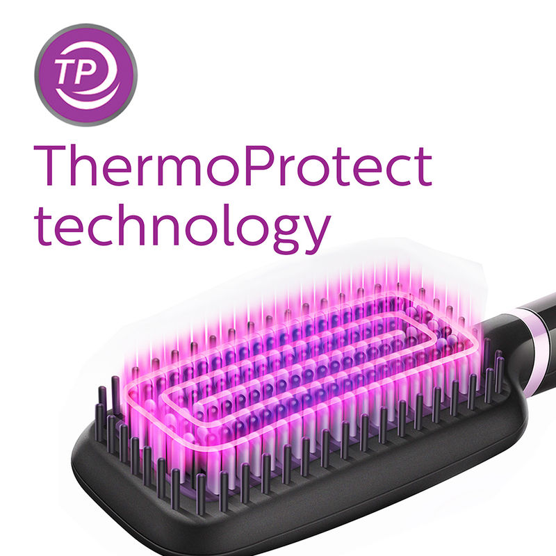 Philips Heated Straightening Brush With Thermoprotect Technology Bhh880 Black