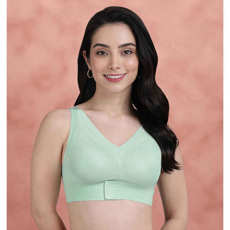 Shyaway Shyle By Gleam Green Front Hook For Lift Seamless Bra (M)