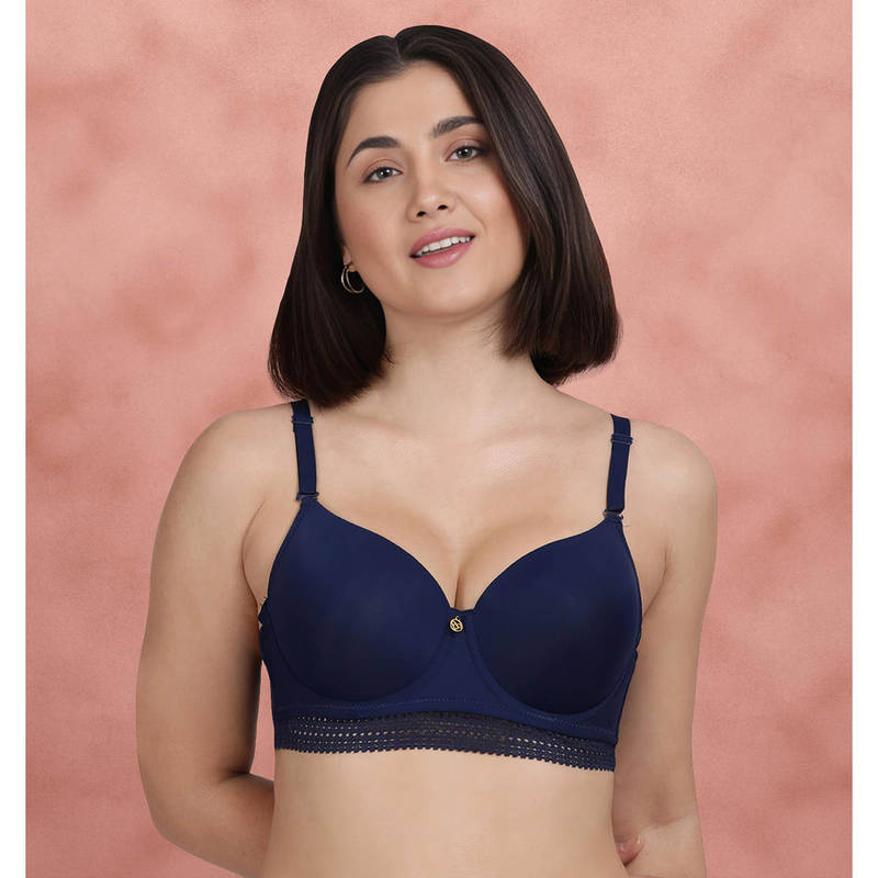 Shyaway Susie By Navy Peony Under band Lace Padded Wired Bra (34B)