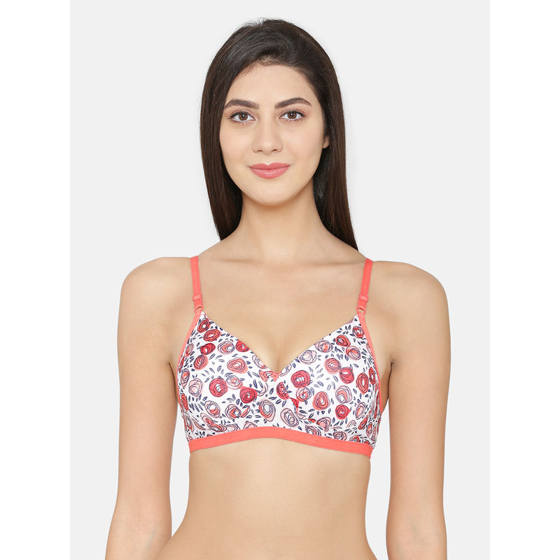 Abelino Printed Lightly Padded Push-up Bra - Red (36B)