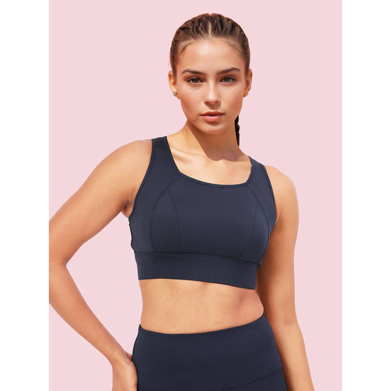 Enamor A205 Womens Quick Dry Sports Bra Navy Blue (S)