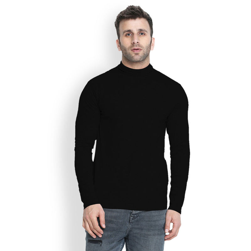 CHKOKKO Black High Neck T-Shirt (XL)