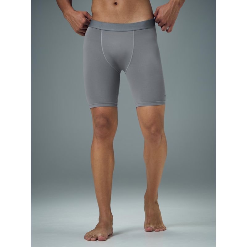 Technosport ELASTO LITE Men Solid Slim Fit Sports Compression Tights - Grey (M)