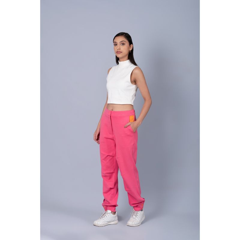 Muvazo Women Flambe Pink & Russet Pop In Bright Joggers (XL)