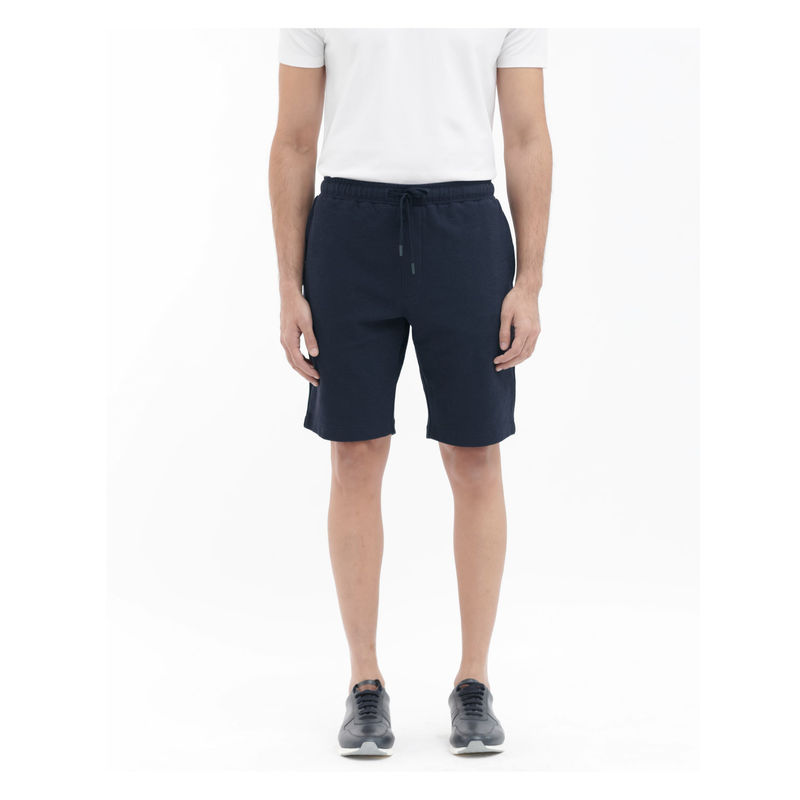 Rare Rabbit Men Ambet Dusky Navy Blue Plain Relaxed Fit Shorts (30)