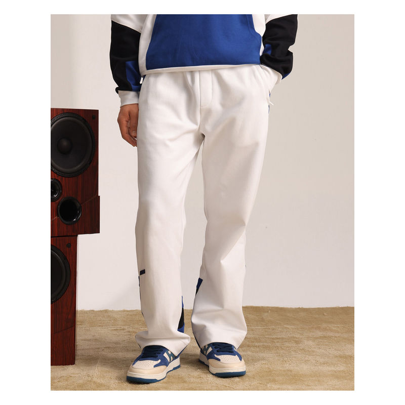 Rare Rabbit Men Armon-2 White Printed Regular Fit Track Pant (30)