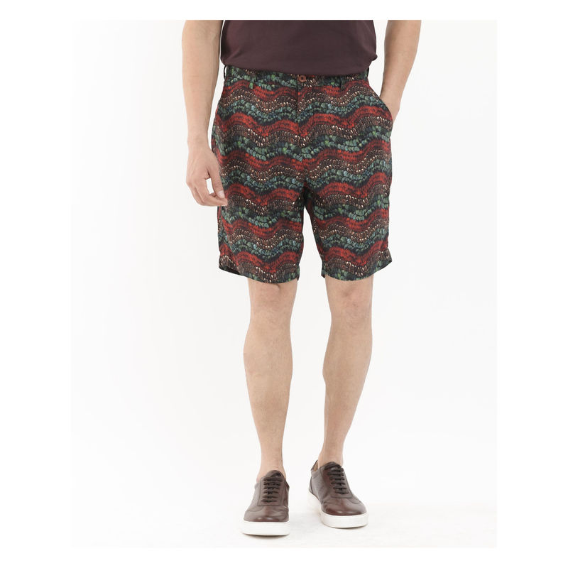Rare Rabbit Men Frakin Multi-Color Abstract Print Relaxed Fit Shorts (30)