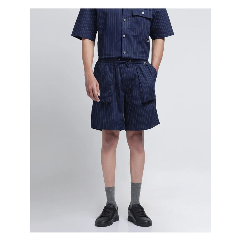 Buy Rare Rabbit Men Habar Navy Blue Striped Regular Fit Shorts Online