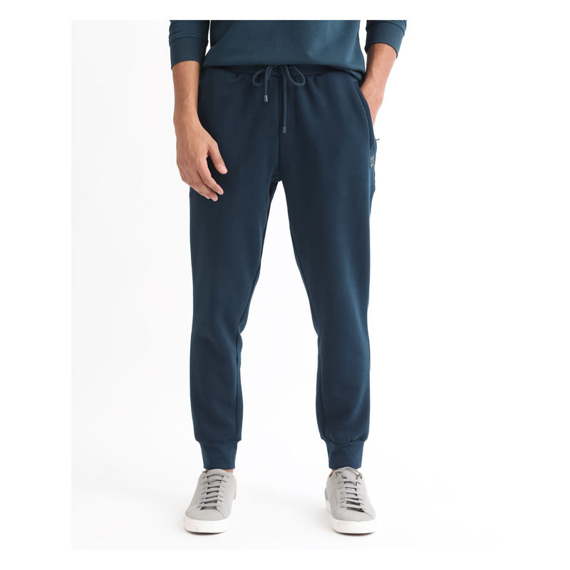 Rare Rabbit Men Kerry Teal Plain Regular Fit Joggers (30)