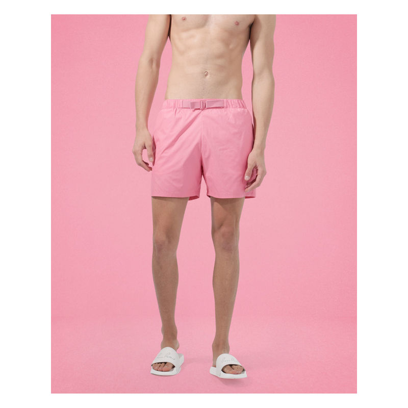 Rare Rabbit Men Kort Light Pink Plain Regular Fit Shorts (36)