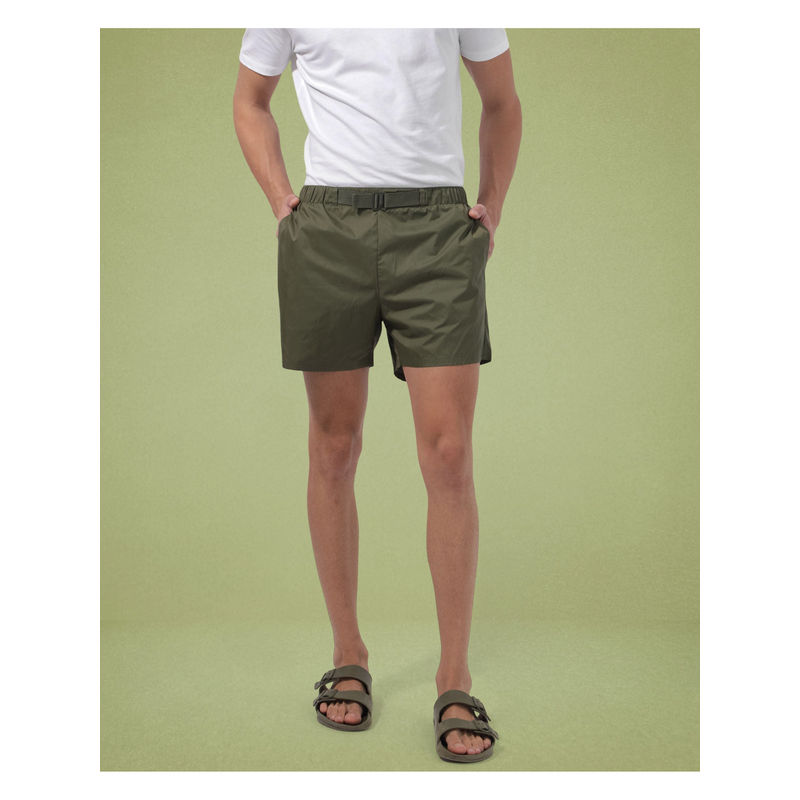 Rare Rabbit Men Kort Green Plain Regular Fit Shorts (30)