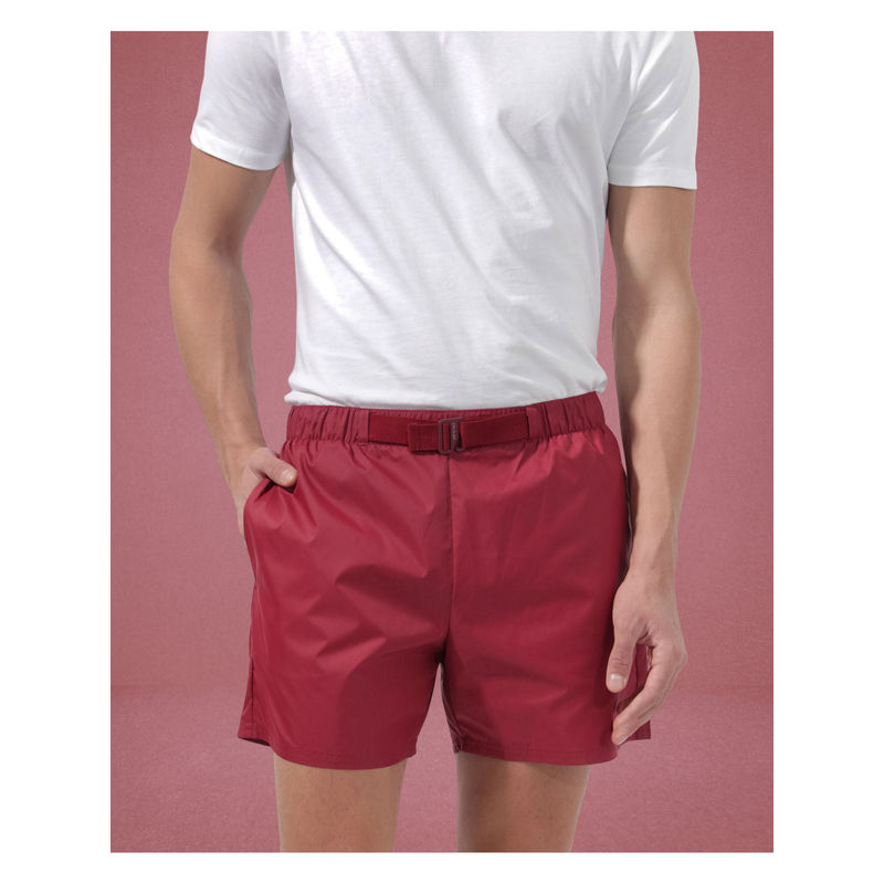 Rare Rabbit Men Kort Red Plain Regular Fit Shorts (32)