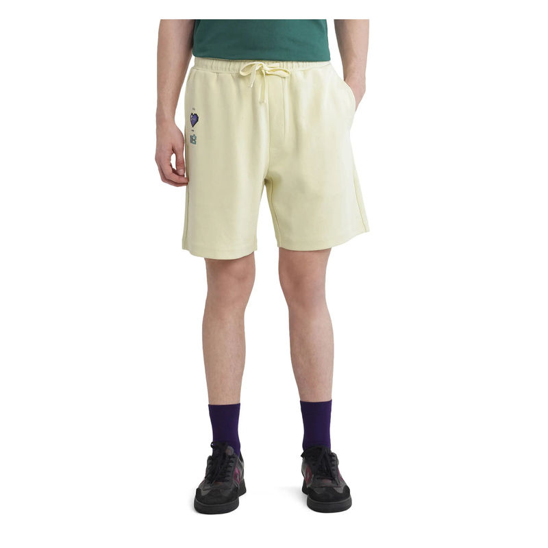 Rare Rabbit Men Lux Pastel Yellow Plain Relaxed Fit Shorts (30)