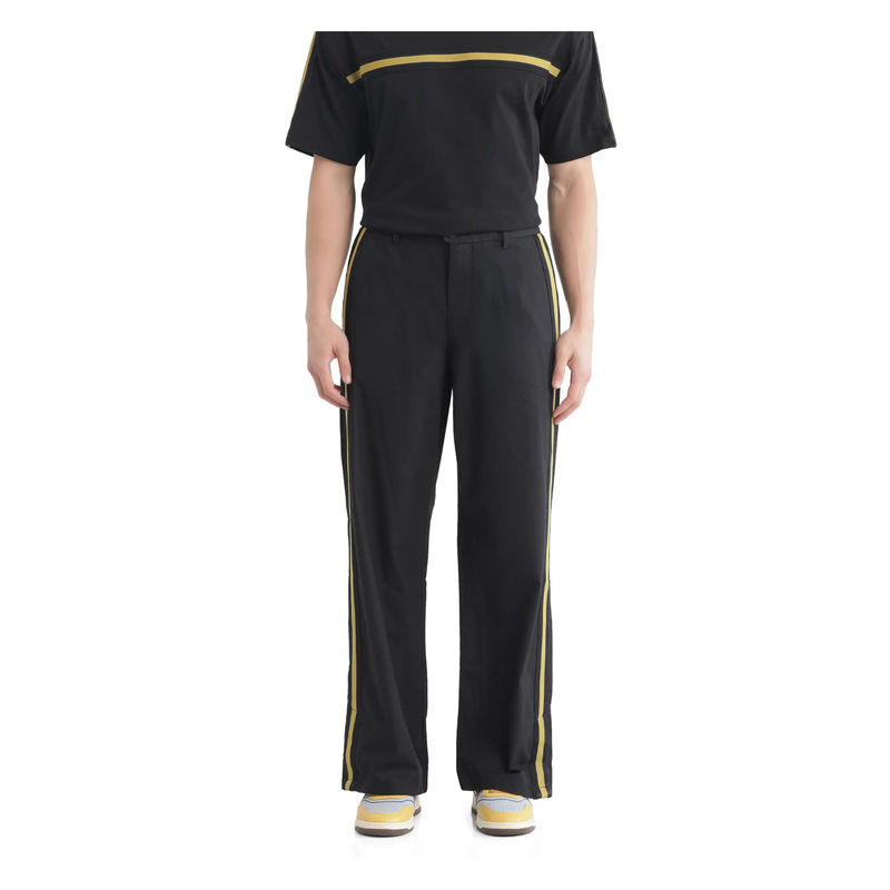 Rare Rabbit Men Newnon Black Plain Baggy Fit Pant (32)