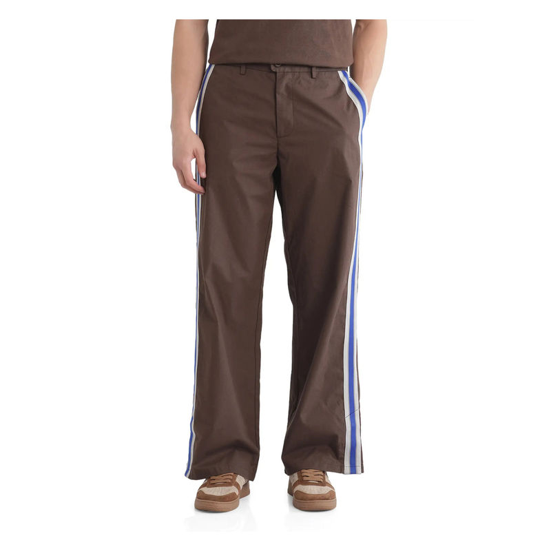 Rare Rabbit Men Newnon Brown Plain Baggy Fit Pant (32)
