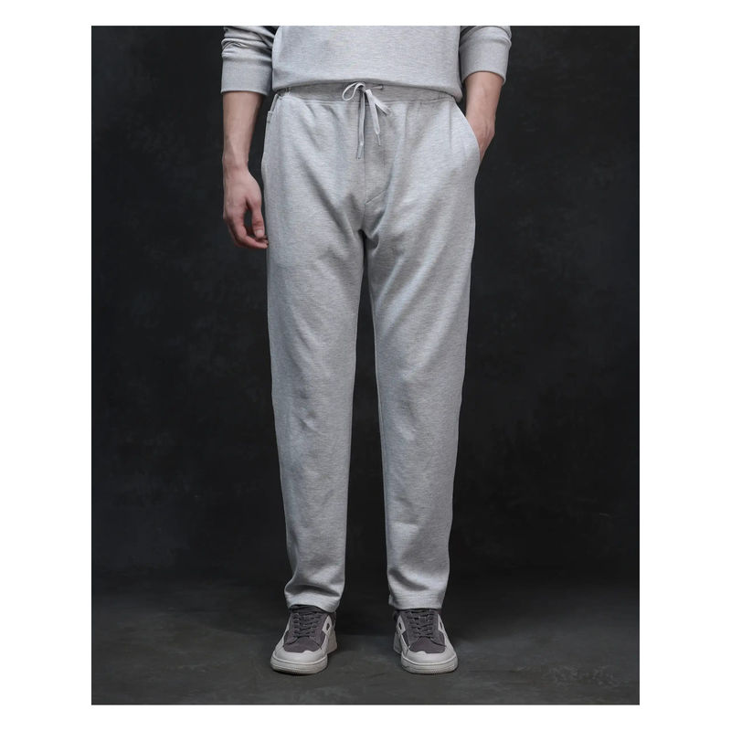 Rare Rabbit Men Renk Melange Grey Plain Baggy Fit Track Pant (28)
