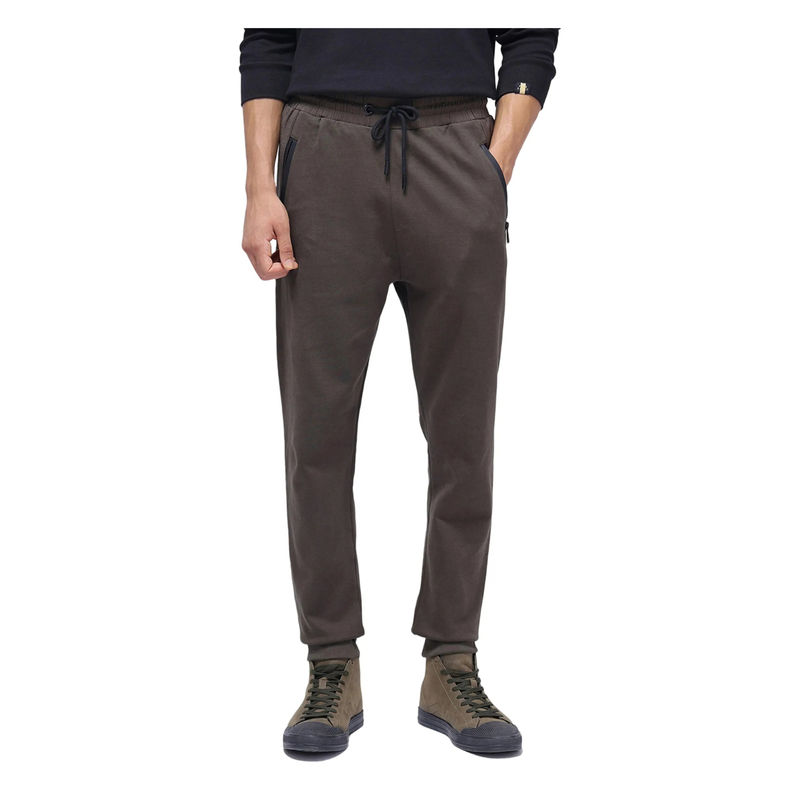 Rare Rabbit Men Shawn Brown Plain Regular Fit Track Pant (32)
