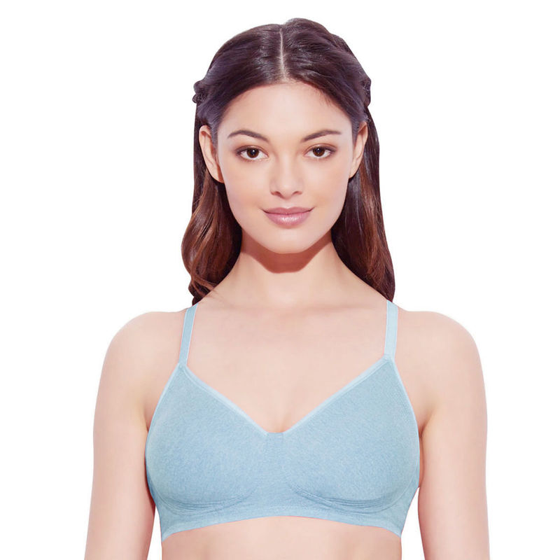 Enamor A042 Side Support Shaper Classic Bra - Cotton Non-Padded Wirefree High Coverage - Blue