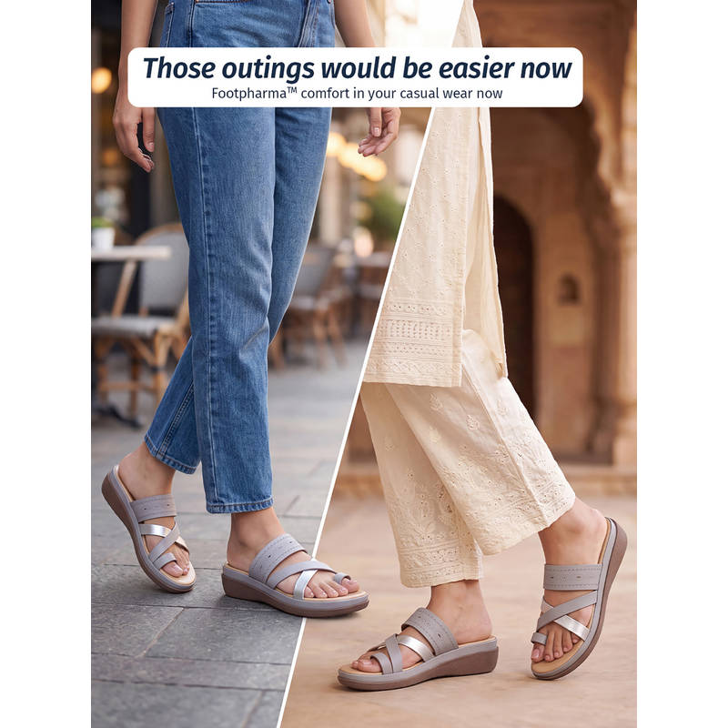 Yoho Women Grey Toe Ring Sandals (UK 4)