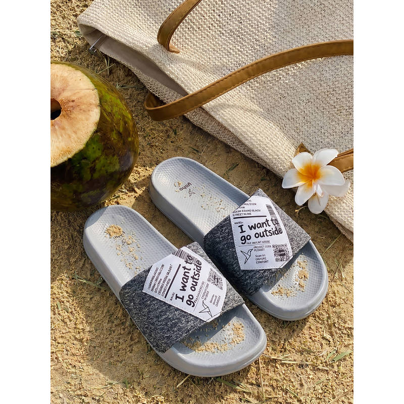 Yoho Women Grey Plush Flex Sliders (UK 4)