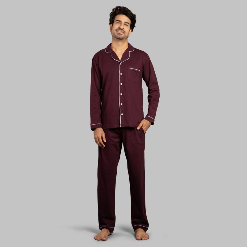 Nite Flite Sangria Mens Pyjama Set - Maroon (XL)