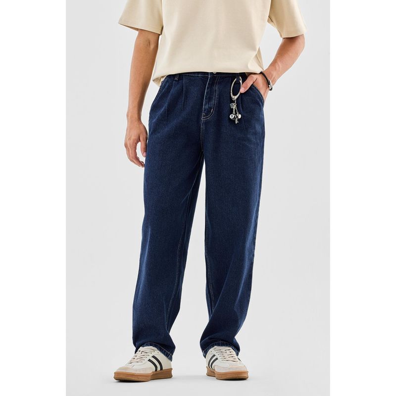 Snitch Dark Blue Denim Relaxed Fit Casual Jeans (32)