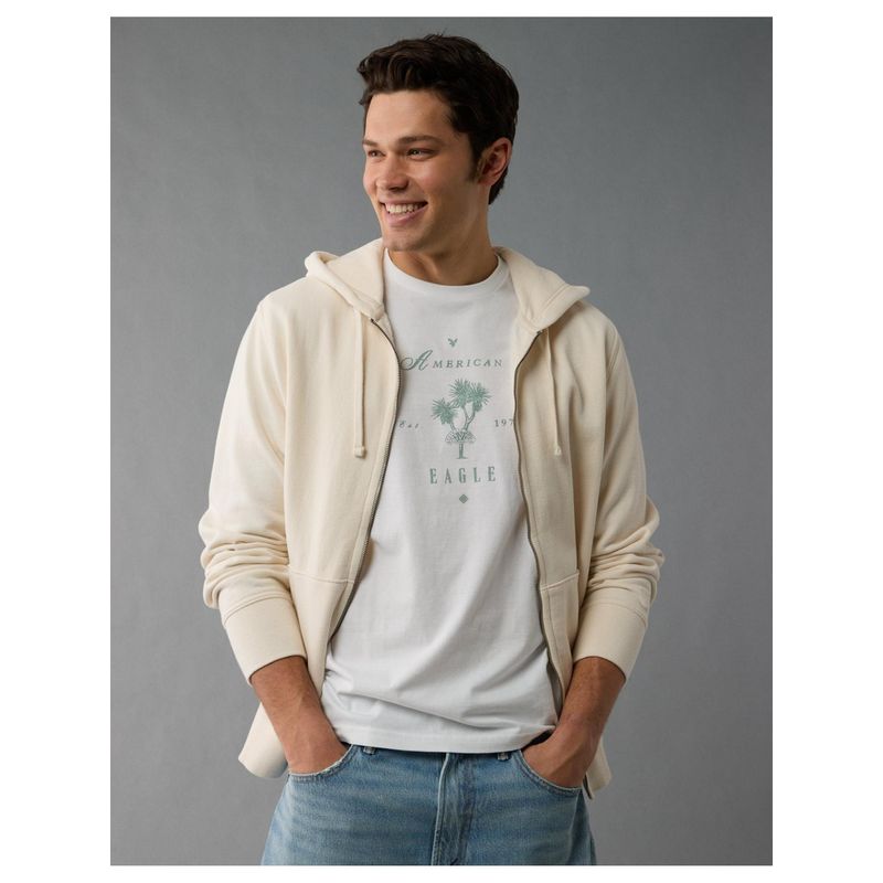 American Eagle Mens White Logo Graphic T-Shirt (M)