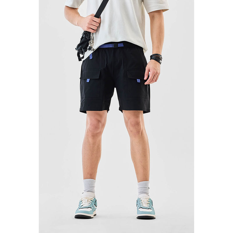 Snitch Black Solid Regular Casual Shorts for Men (34)