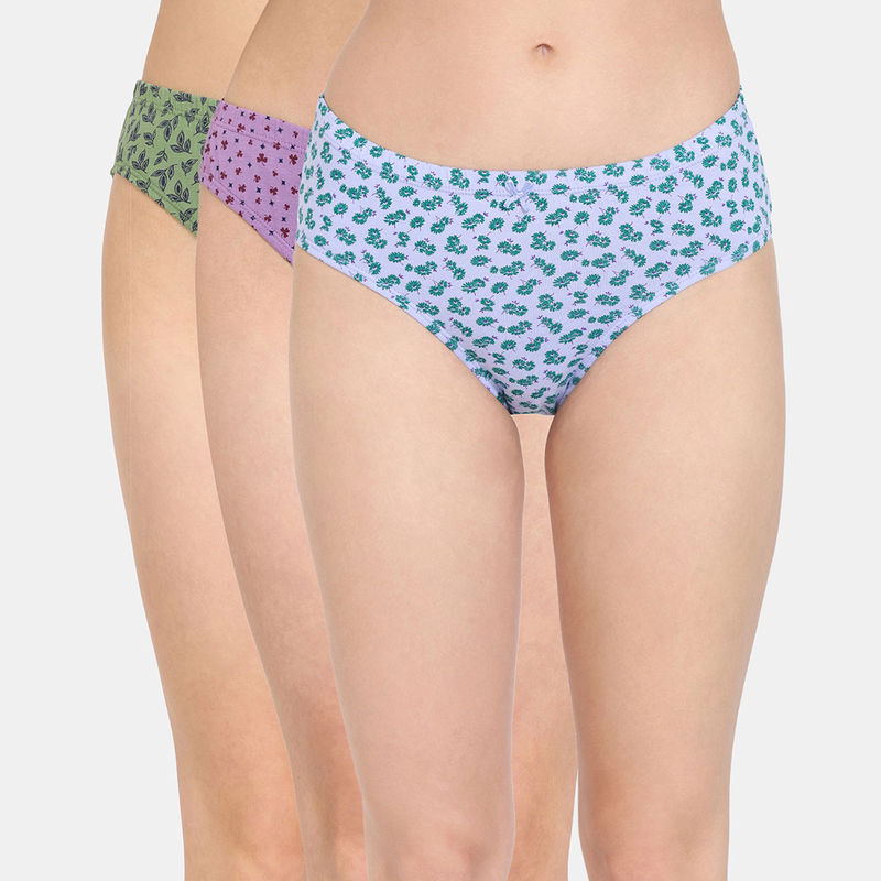 Zivame Radiant Dream Medium Rise Full Coverage Bikini Panty (Pack of 3)-Assorted (S)