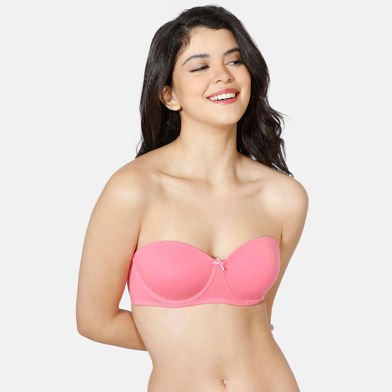 Zivame Padded Wired 3-4th Coverage Strapless Bra - Pink (36D)