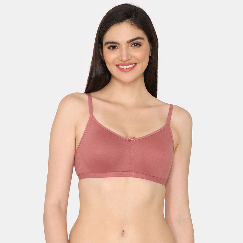 Zivame Rosaline Double Layered Non Wired 3-4th Coverage T-Shirt Bra - Faded Rose (34C)