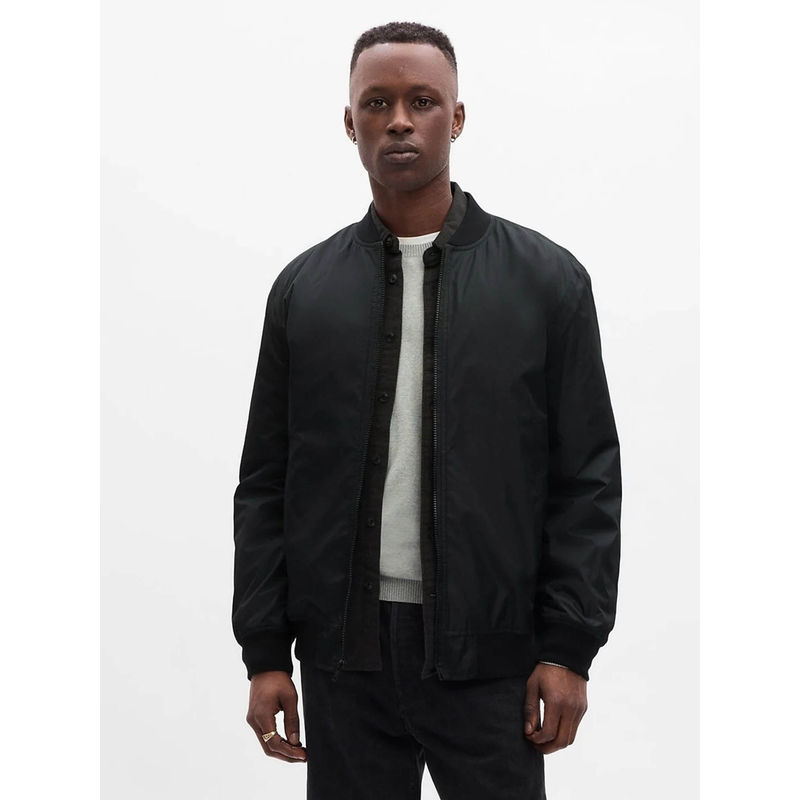 GAP Black Men's Baseball Collar Bomber Jacket (XS)