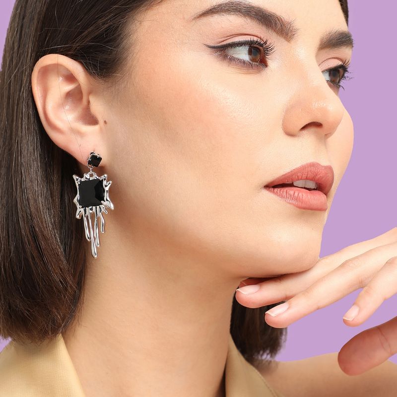 GOLD PLATED PARTY DESIGNER STONE DROP EARRING FOR WOMEN