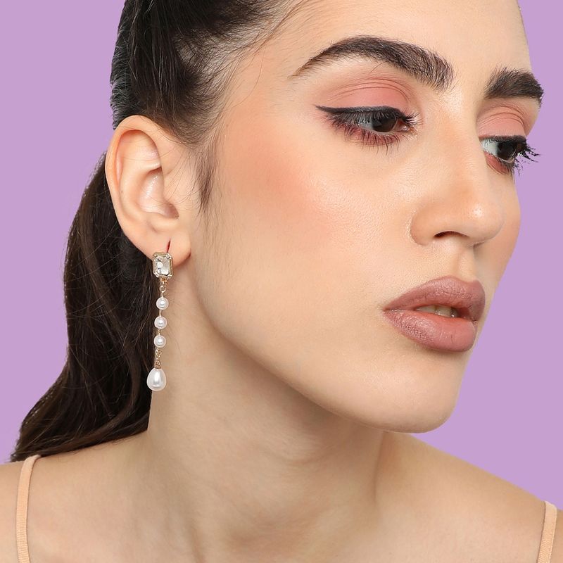 Gold Plated Party Designer Stone Drop Earring For Women