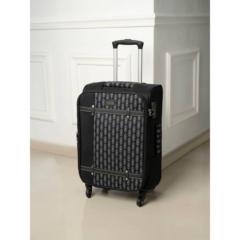 Zouk Black Hyderabad Ikat Saira Trolley Bag (S)