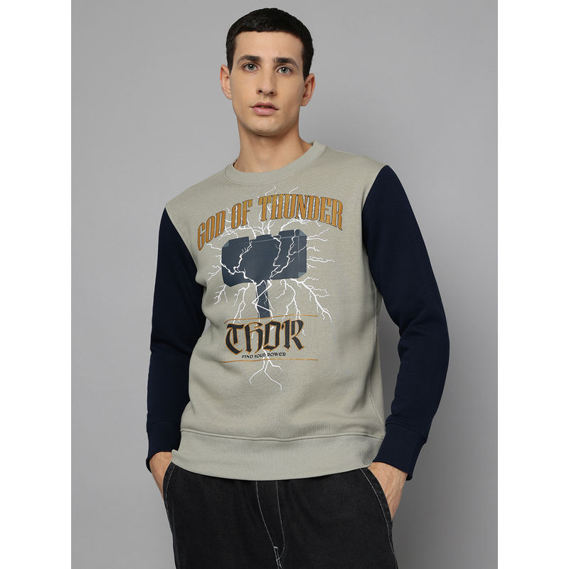 Free Authority Multi-Color Thor Typography Regular Fit Sweatshirt (S)