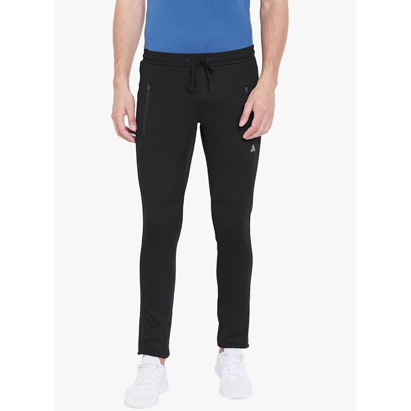 Athlisis Men Black Solid Slim Fit Track Pants (L)