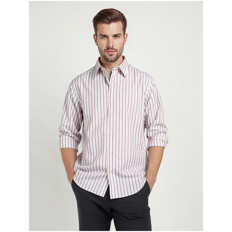 GANT Men Red Pure Cotton Striped Collar Shirt (S)