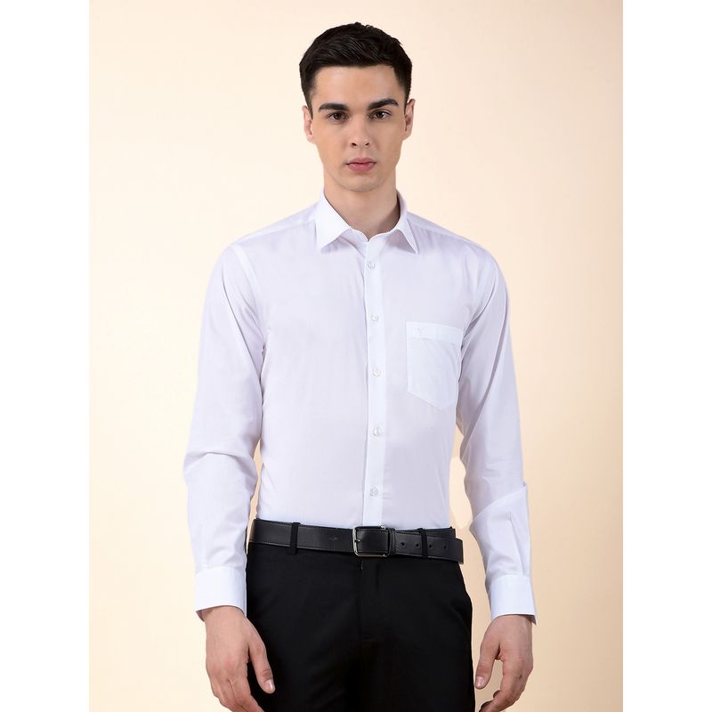 Cantabil Men White Cotton Solid Formal Shirt (38)