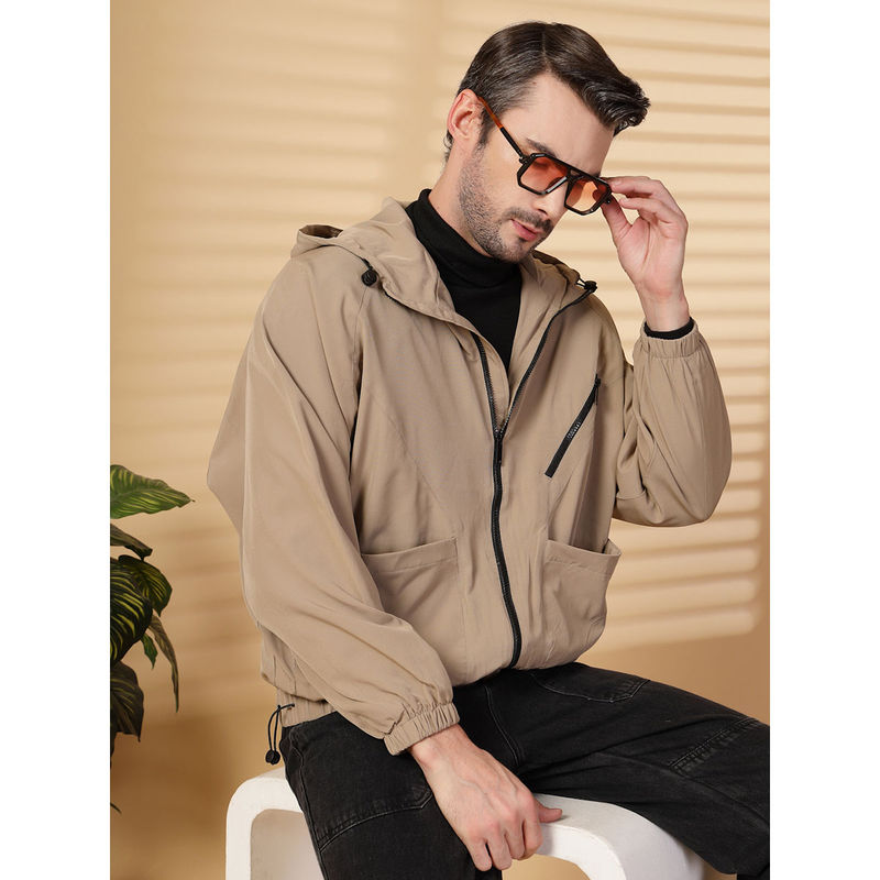 Buy CHKOKKO Men Polyester Winter Sports Windcheater Khaki Online