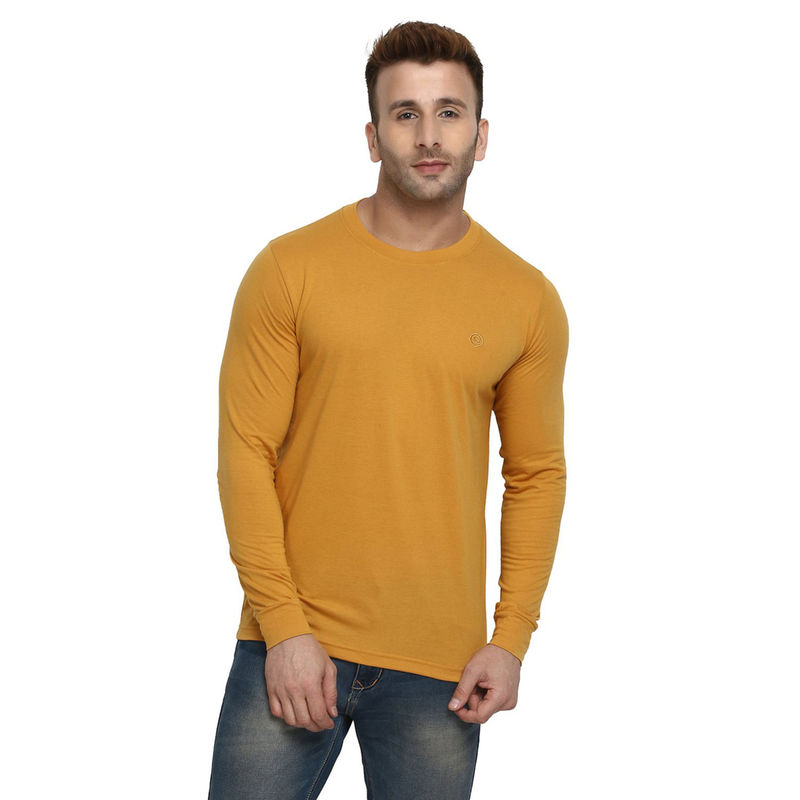 CHKOKKO Mustard Round Neck T-Shirt (L)