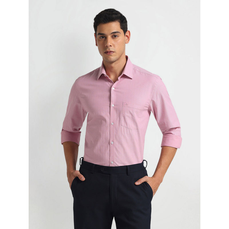 Arrow Pink Geometric Patterned Twill Shirt (40)