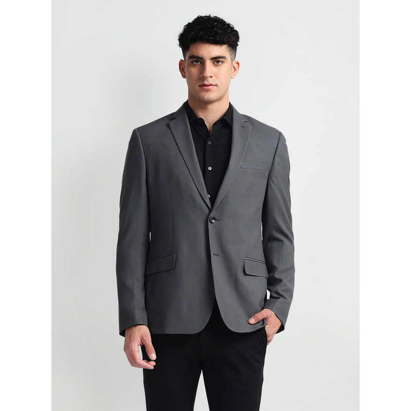 Arrow Grey Patterned Weave Tailored Fit Blazer (40)