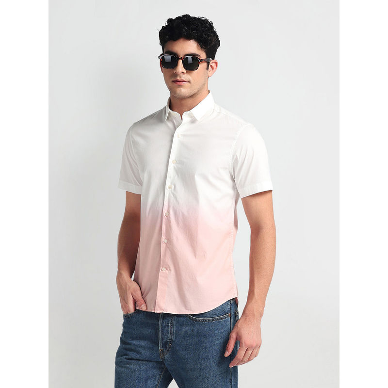 Arrow Sports Peach Short Sleeve Ombre Shirt (40)