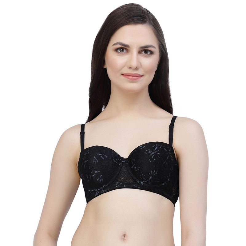 Cukoo Lightly Padded Black Lacy Everyday Bra (32D)