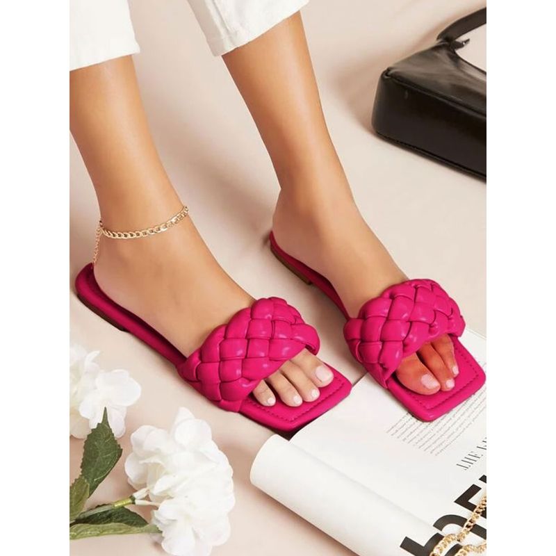 Buy Shoetopia Women Pink Braided Flats Online