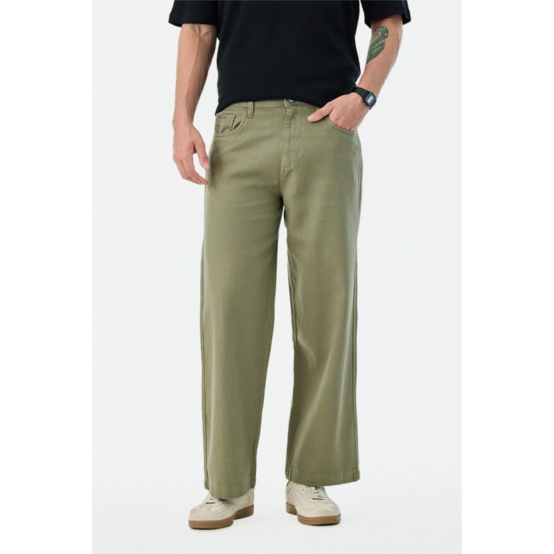 Snitch Mens Green Solid Regular Casual Jeans (28)